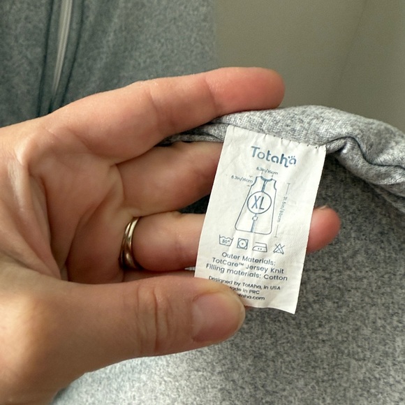 Totaha Gray Extra Large Kids Sleepsack Quilted Cotton and Jersey - Picture 4 of 6